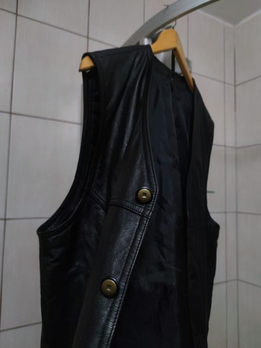 Bezrękawnik czarny L elegancki męski skórzany leather lieder opinający