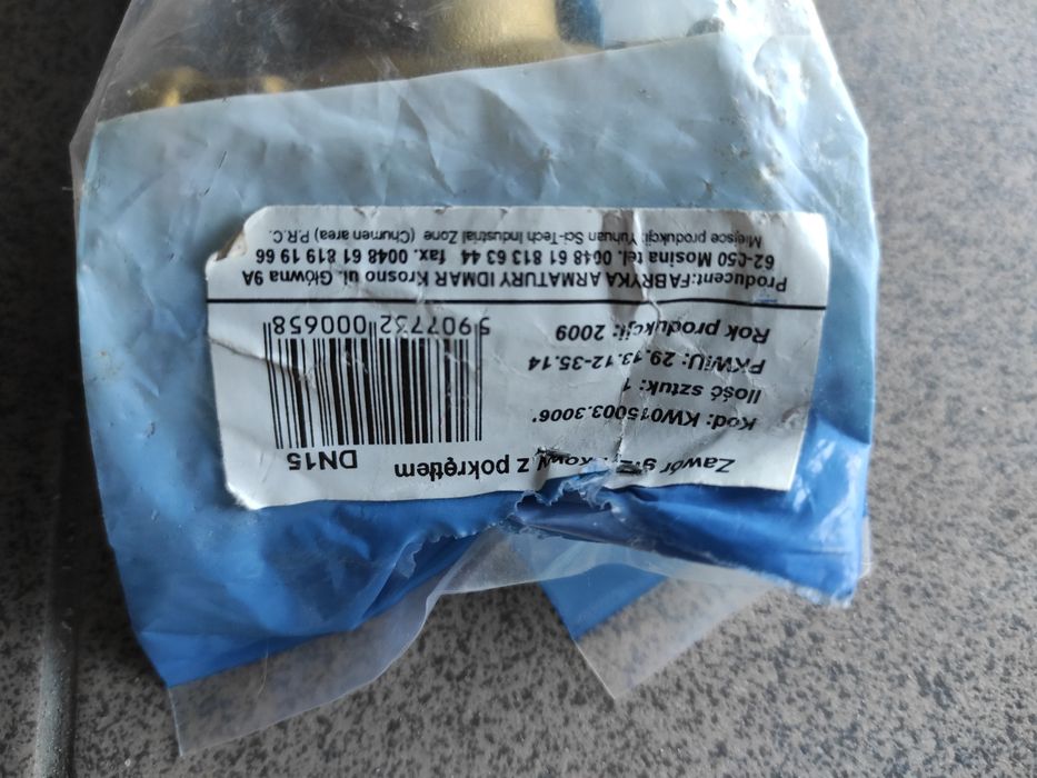 Zawór grzybkowy DN15 z elementami hydraulicznymi