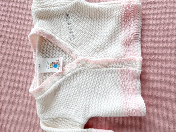 Sweterek biało różowy piękny New born rozmiar 62
