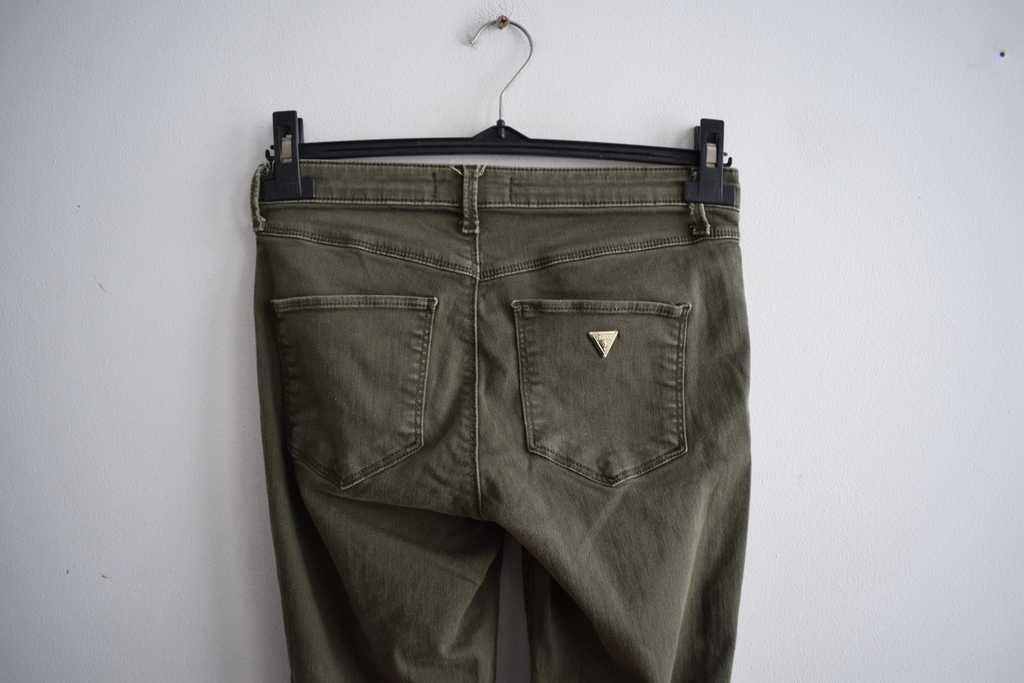 Guess 27 xs spodnie rurki khaki z zamkami