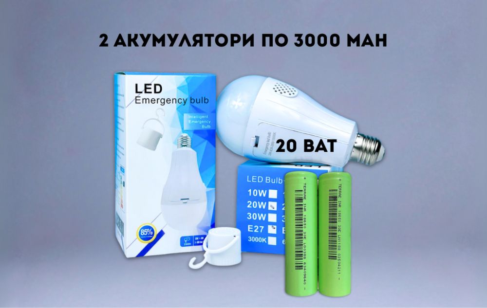 ТІЛЬКИ У НАС, Посилена Акумуляторна лампа, 6000 mAh