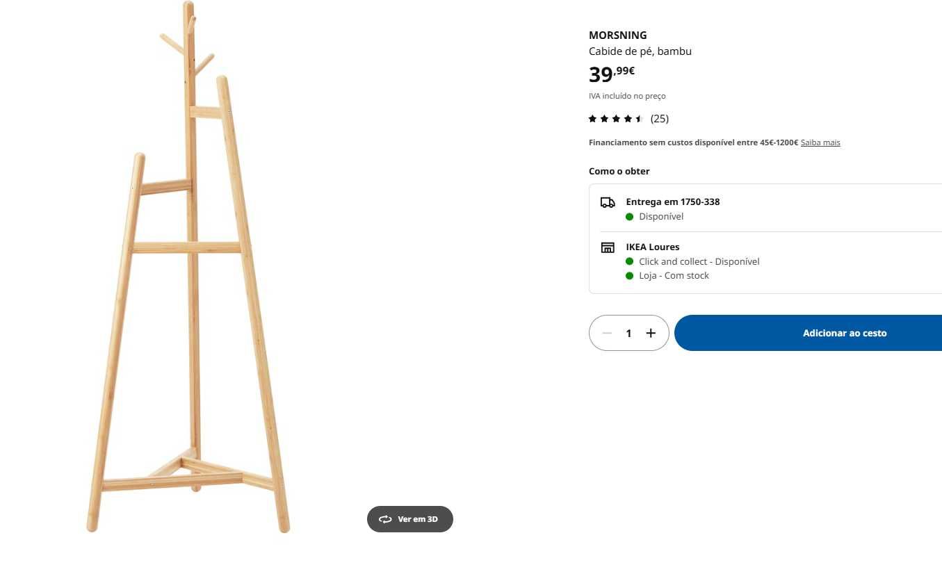 Cabidé de pé, bengaleiro de bambu IKEA