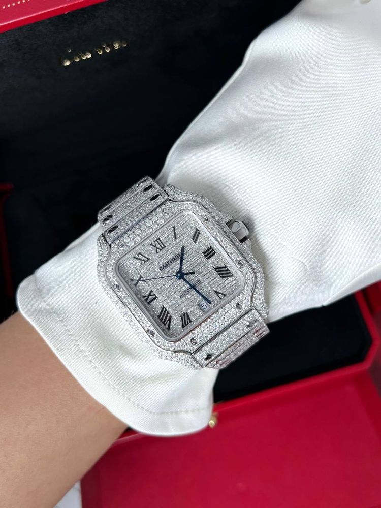 Новые Часы Cartier Santos Ref. WSSA0018 Сталь 40х47.5mm с бриллиантами