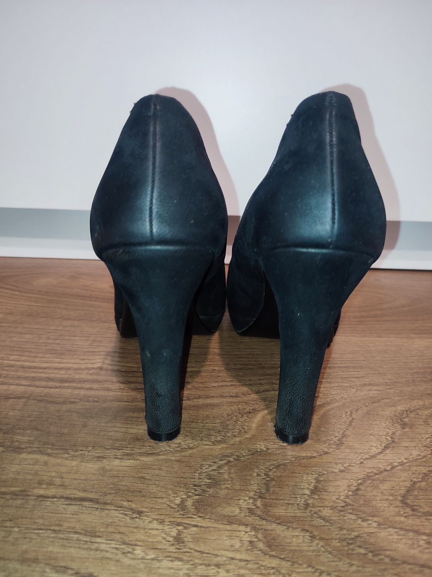 Szpilki czarne, buty na obcasie, szpilki z kokardką, szpilka