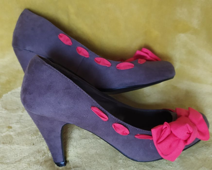 Buty damskie, szpilki, obcas 8cm, NewLook, szare,