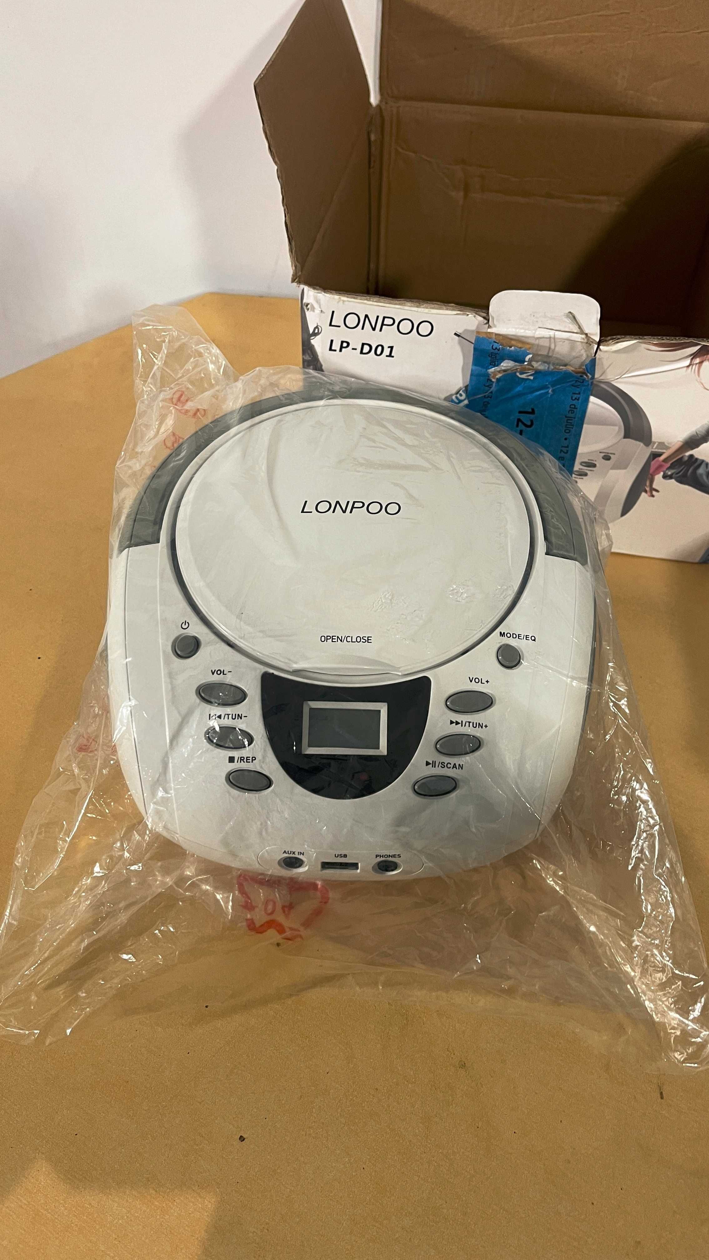 Przenośny odtwarzacz CD Bluetooth CD Boombox z radiem FM LONPOO