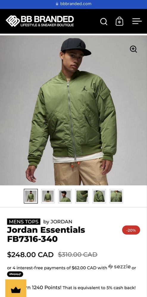Куртка бомбер AIR JORDAN Essentials green FB7316-340 M L (Оригинал )