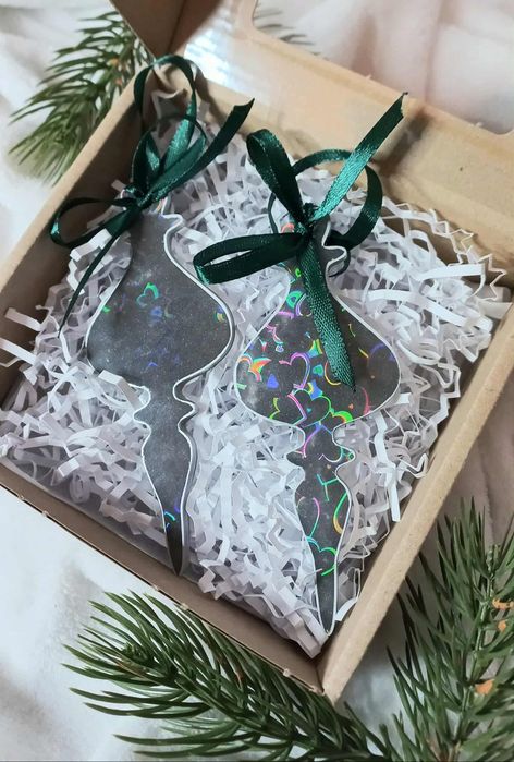 Rękodzieło Sople choinkowe zestaw 2 szt z żywicy epoksydowej czarne