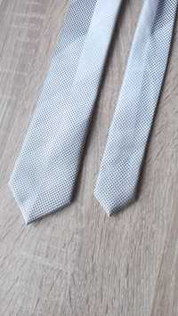 srebrny żakardowy krawat polskiej marki KUDI