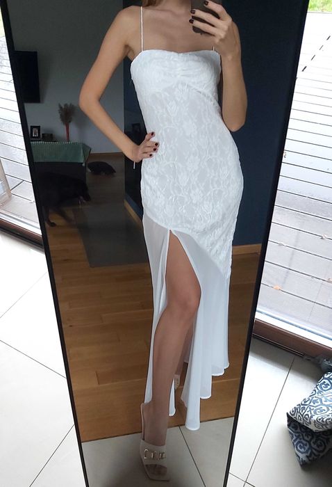 Sukienka, długa, koronka, ślubna, poprawiny.