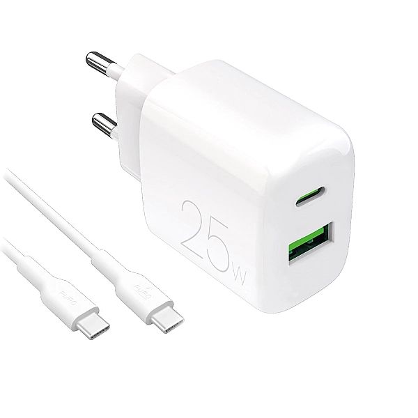 Ładowarka sieciowa Puro PROLITE 25W USB-A / USB-C + kabel USB-C - USB-
