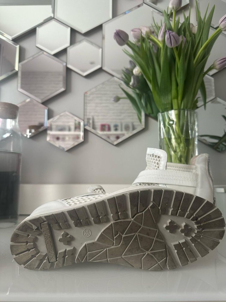MARC CAIN 38 sneakersy skóra wbudowany koturn