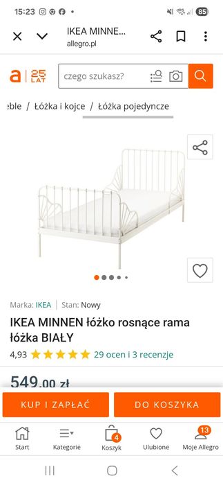 Łóżko rosnące Ikea Minnen + materac