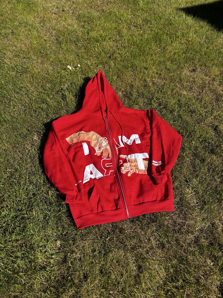 Oversize Bluza I Am Art Y2K Alt Streetwear Graficzna Czerwona L