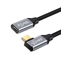 CAKOBLE Prostokątny kabel przedłużający USB C, 10 Gb/s, 90-stop design