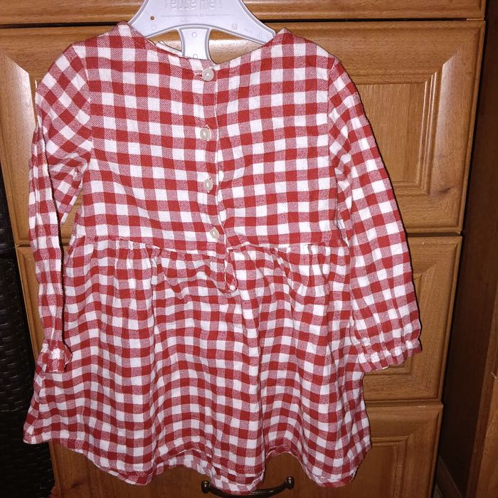 Sukienka na święta w kratę  r.86h&m i kamizelka misiowa