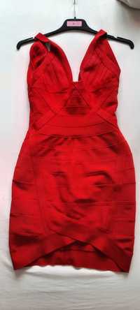 Sukienka czerwona S mumia guma