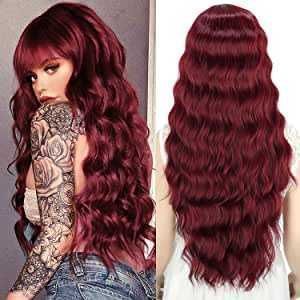 Peruca com franja 6 cores disponíveis cabelo natural longo 70 cm.