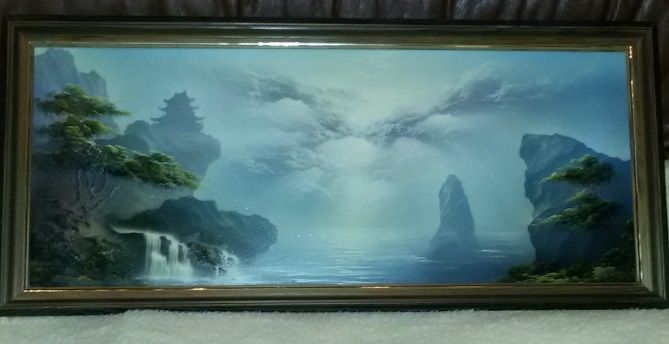 Картина с объемными рельефными элементами.Размер 40*90*5