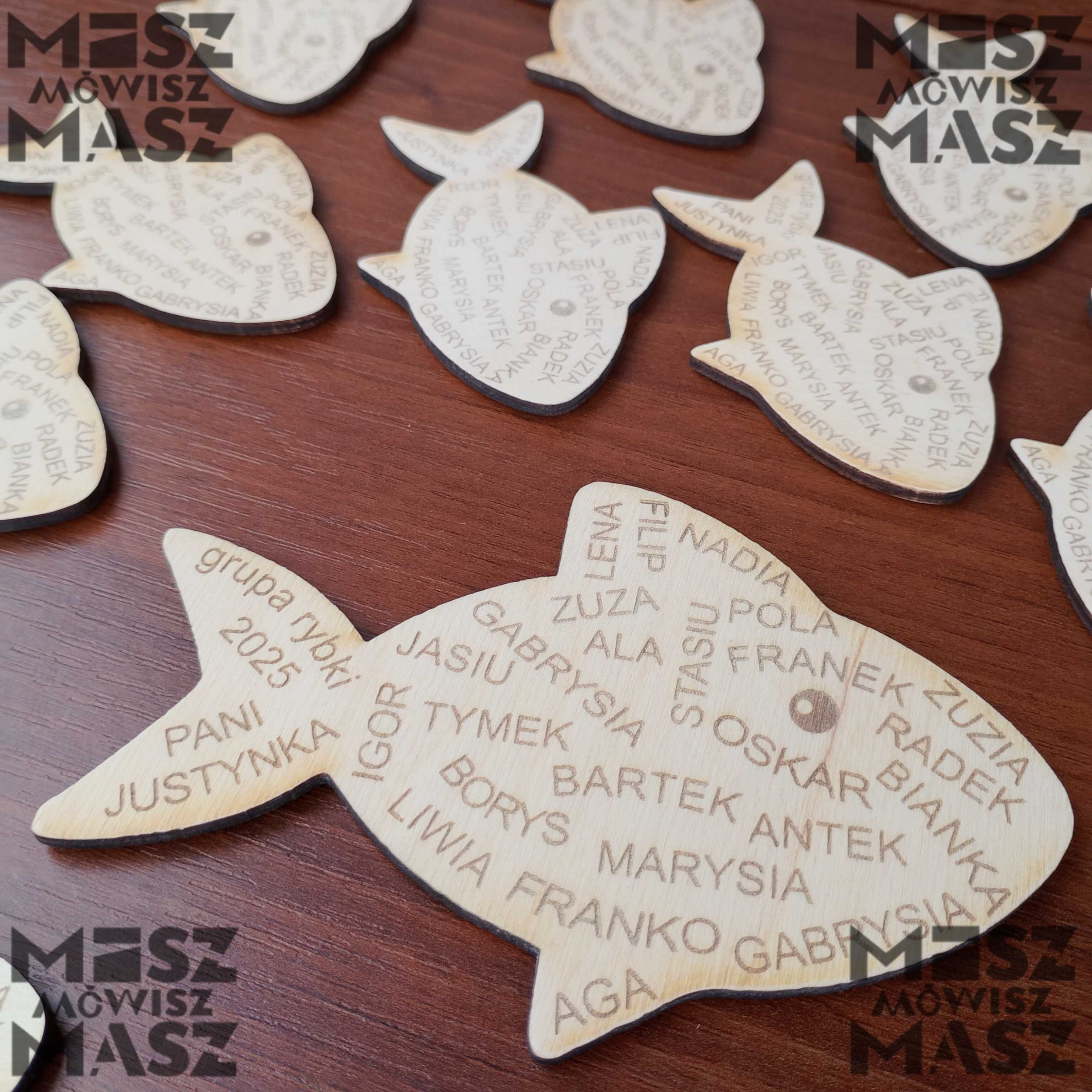 Pamiątka zakończenia przedszkola imiona dzieci magnez #MiszMówiszMasz