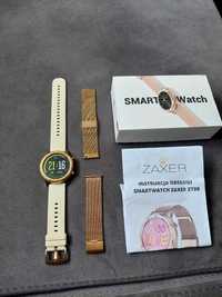 Smartwatch damski zaxer zt89 bransoletka stalowa złota i biała siliko