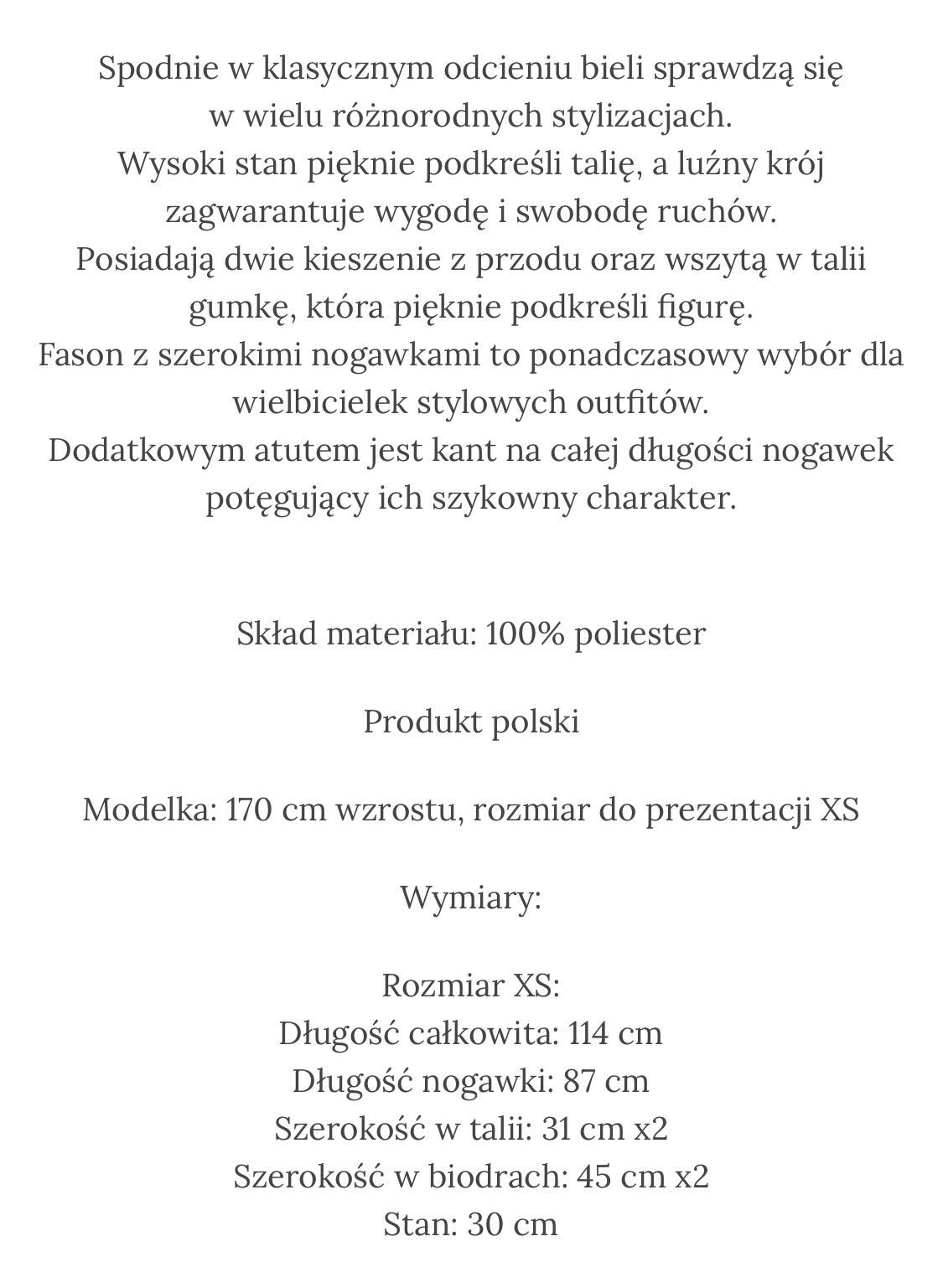 La Milla Białe Spodnie Dzwony XS Nowe