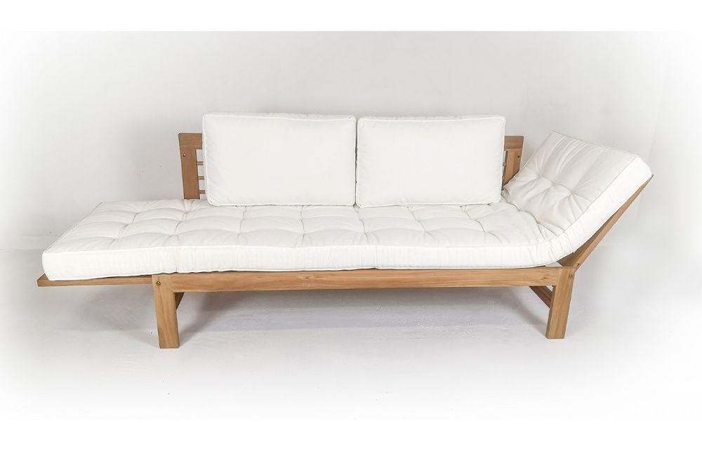 Sofa ogrodowa rozkładana Omi, Teak poduchy