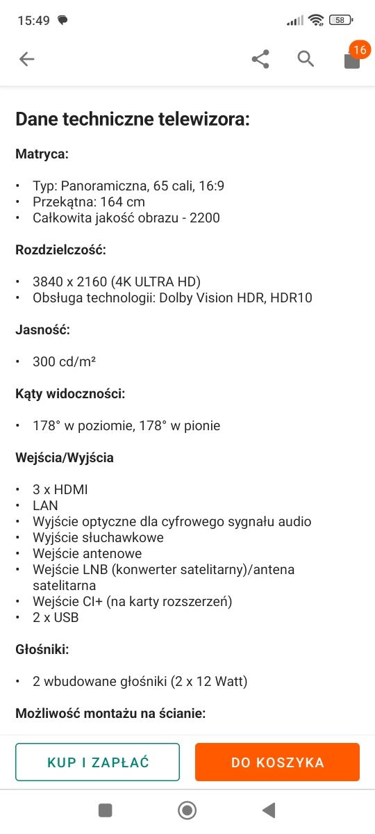 Telewizor Toshiba 65