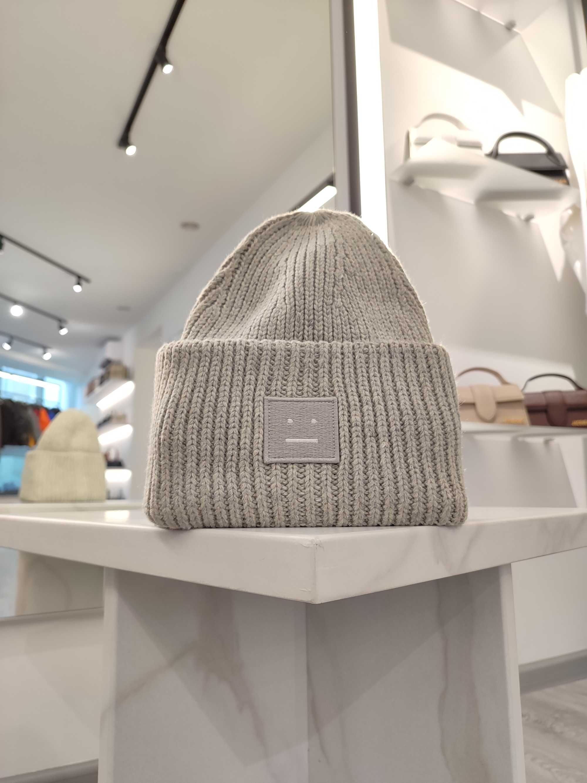 Шапка Acne Studios Rib knit beanie hat melange