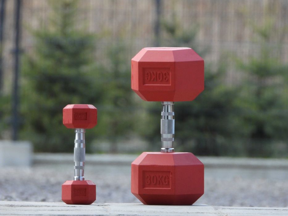 Hantle hex do 30 kg zestaw Czerwone