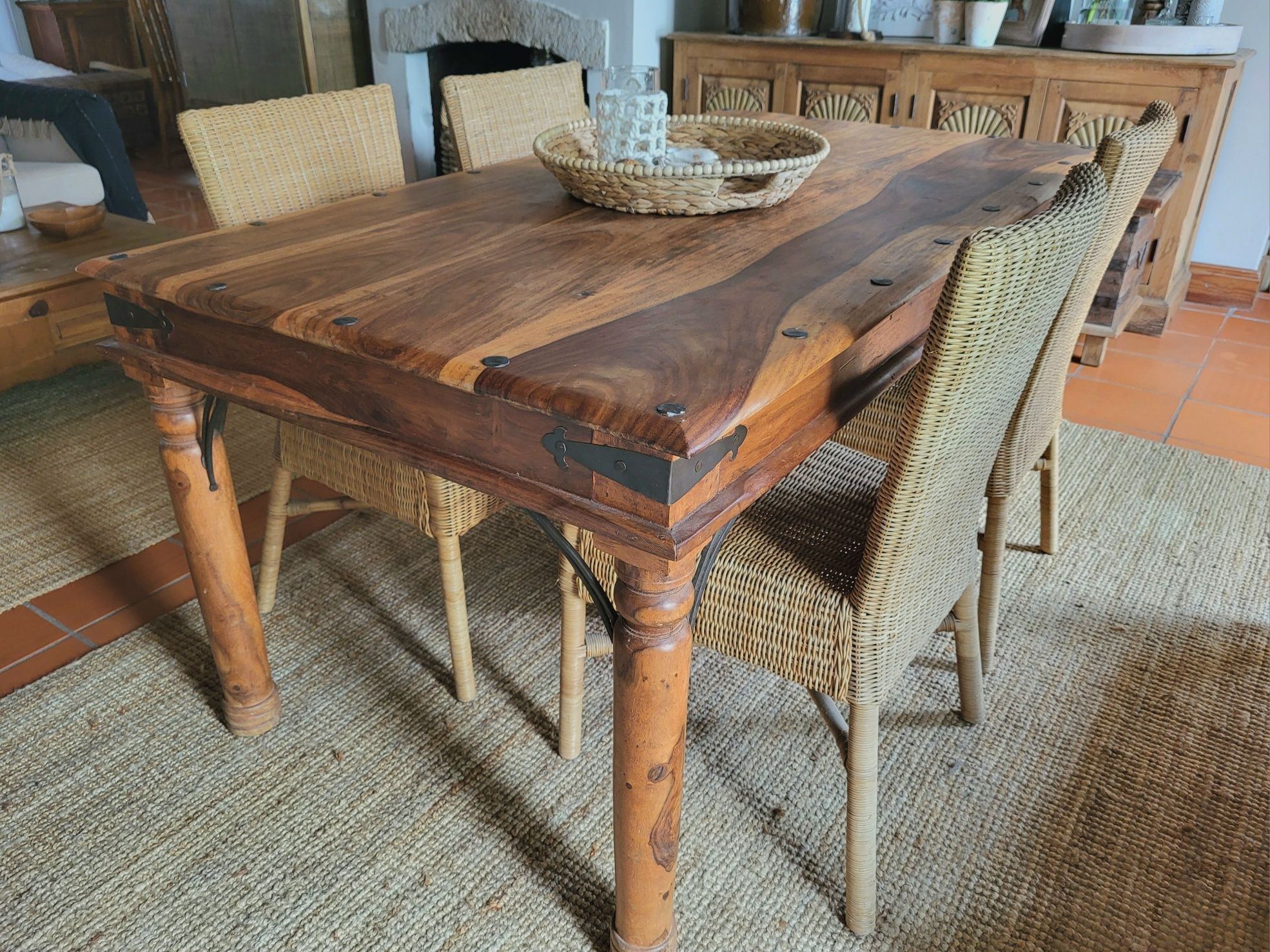 mesa, refeições, secretaria, indiano, oriental, rustico