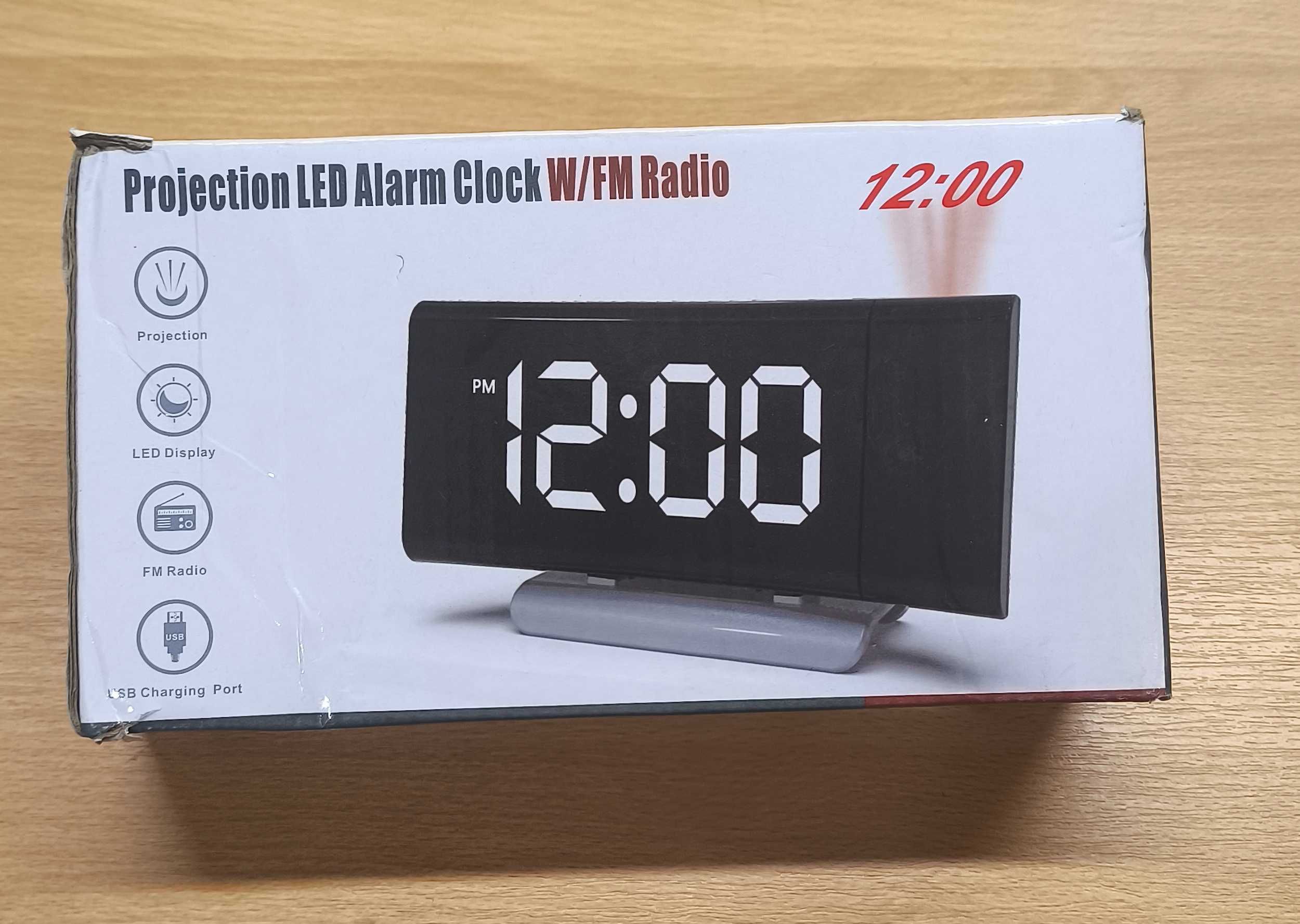 TAKRINK Budzik z projektorem radiobudzik port USB do ładowania [2344]