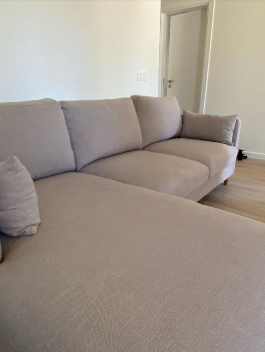 Sofá de canto à esquerda de 5 lugares bege