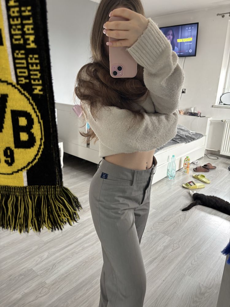 spodnie garniturowe szare