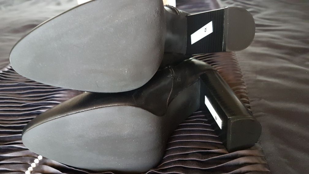 ZARA nowe czarne kozaki za kolano, SKÓRA, r. 35