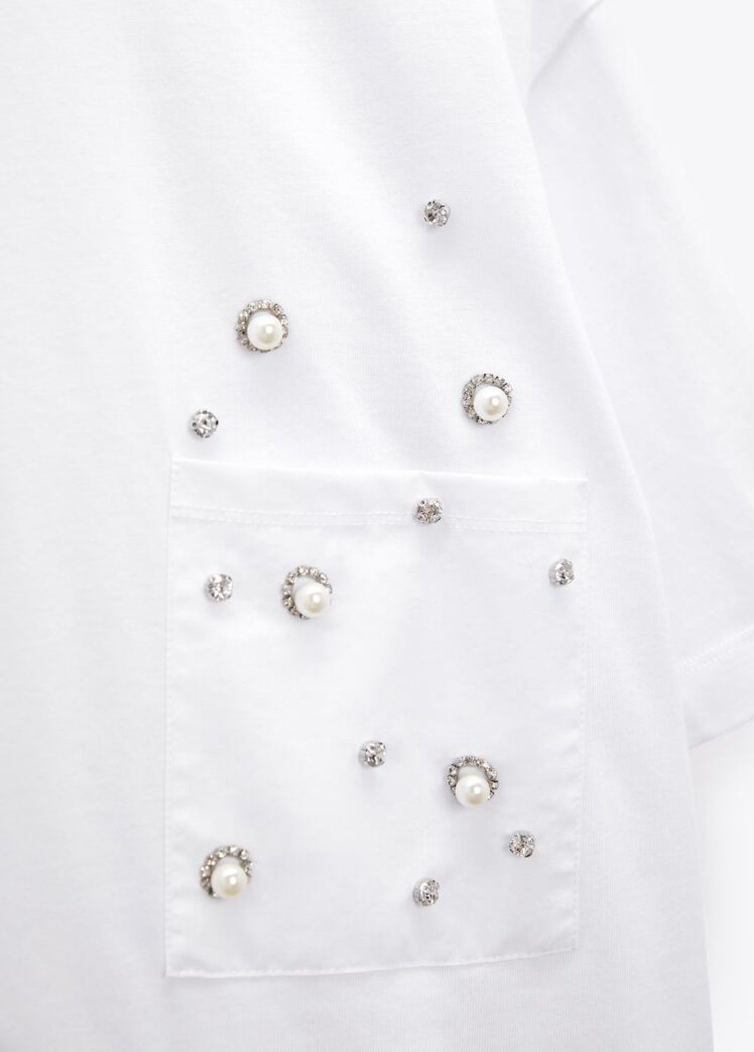 Tshirt  bluzka bizuteryjna kieszonka Zara S
