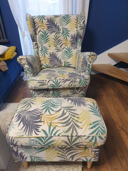 Uszak fotel Ikea Strandmon plus podnóżek