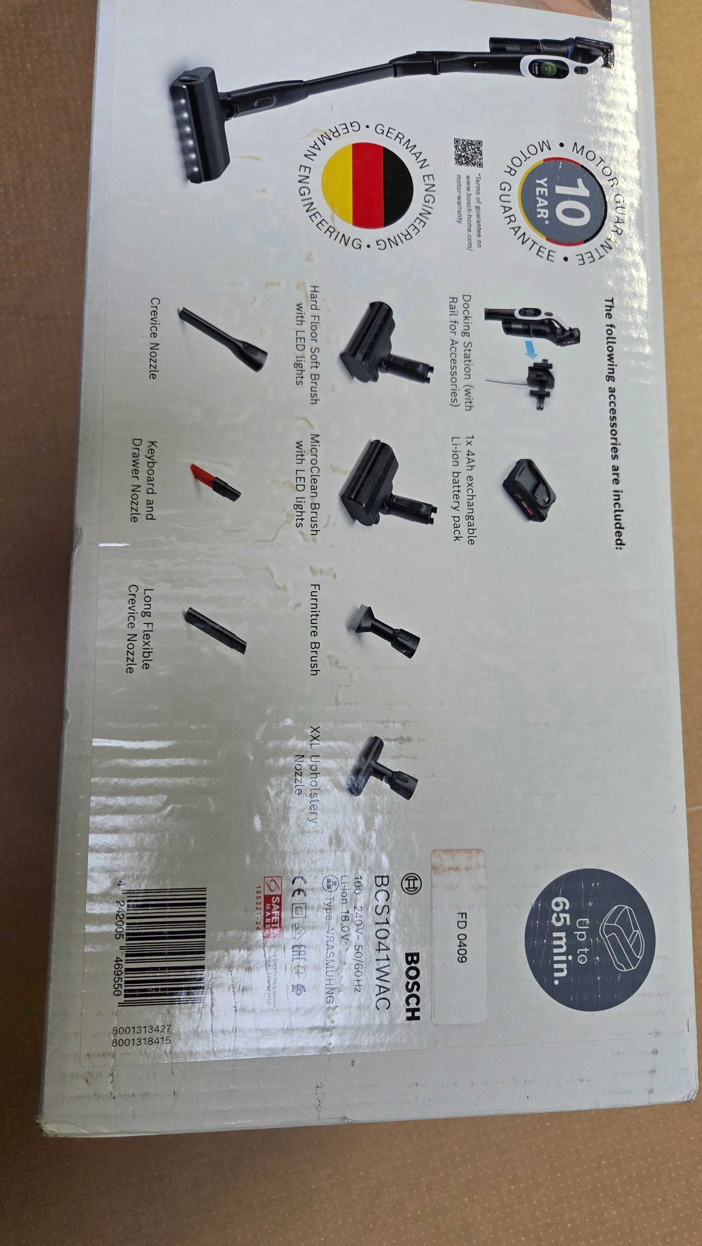 Odkurzacz bezprzewodowy Bosch BCS1041WAC HEPA  MicroClean LED - Nowy