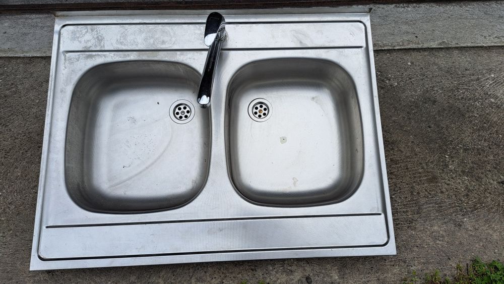 Zlewozmywak nakładany dwukomorowy 80x60 / bateria