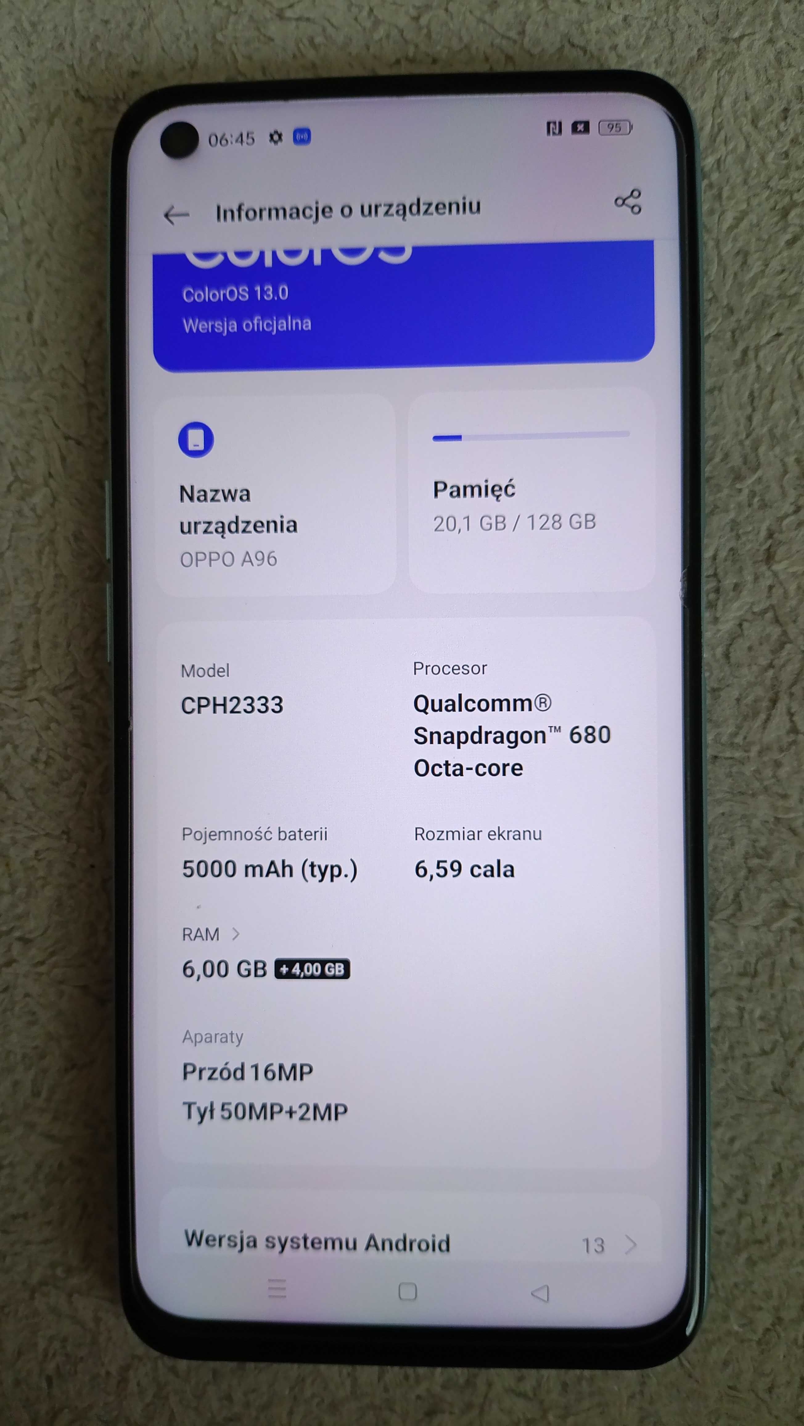 Telefon komórkowy, smartfon, Oppo a96