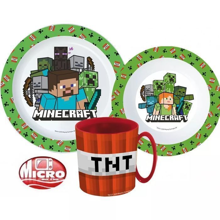 Zestaw Do Jedzenia Talerz Miska Kubek Kuchenny Minecraft
