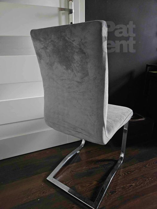 Pokrowce na krzesła miękkie welurowe komplet szare 4 sztuki