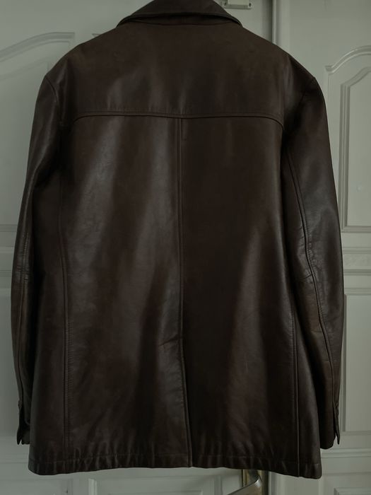Шкіряна італійська чоловіча куртка піджак хл leonardo