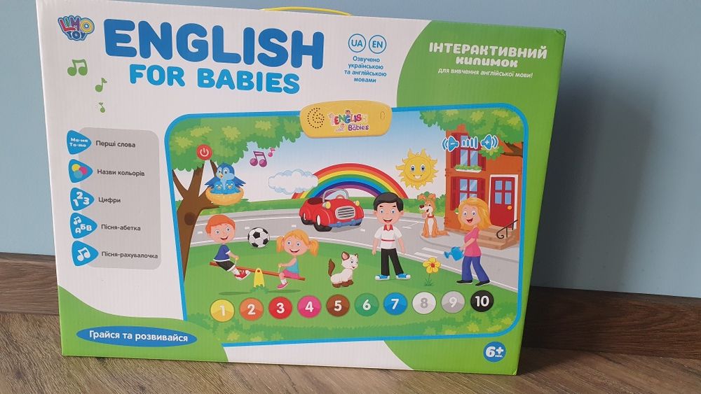 Дитячий інтерактивний коврик англ і укр, музичний розвиваючий коврик