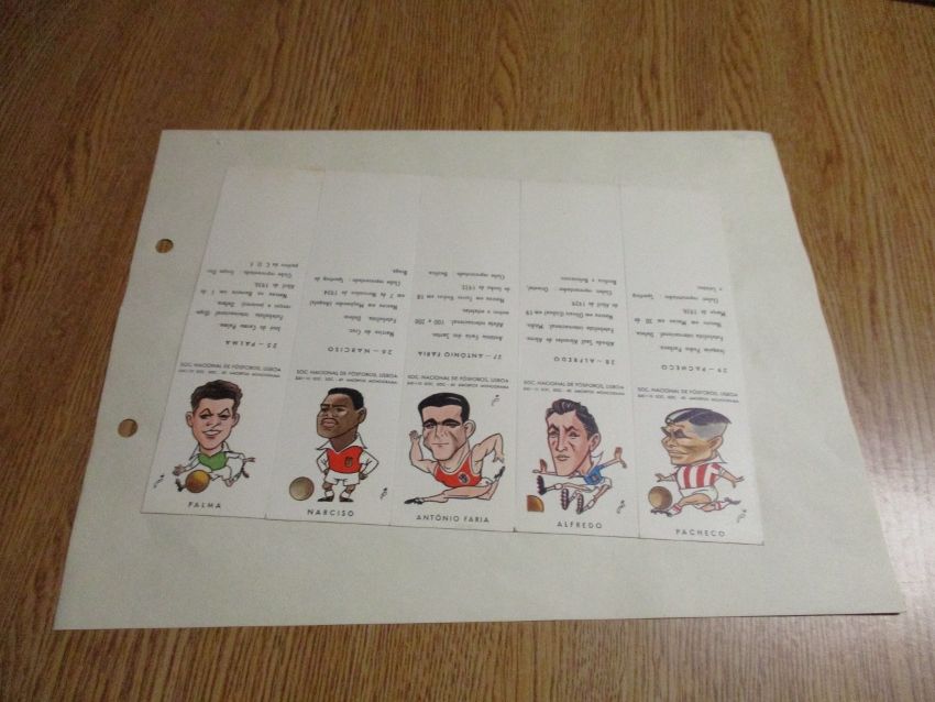 Carteiras antigas fósforos Futebol caricaturas desporto Cromos