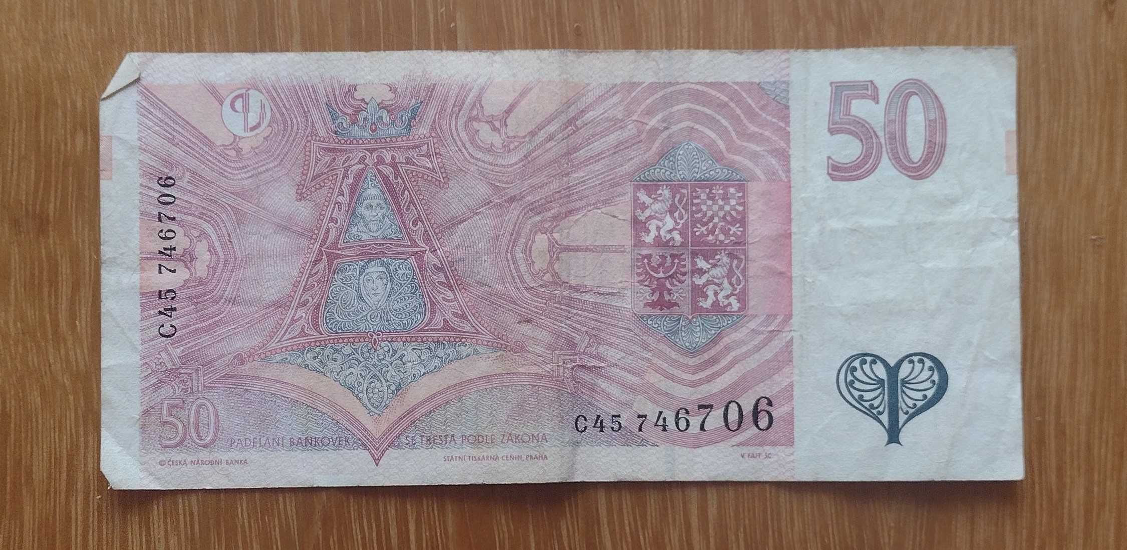 Banknot 50 koron czeskich 1997 r.