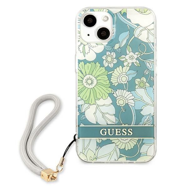 Guess Guhcp13Mhflsn Etui iPhone 13/14/15 6.1" Flower Strap - Zielony