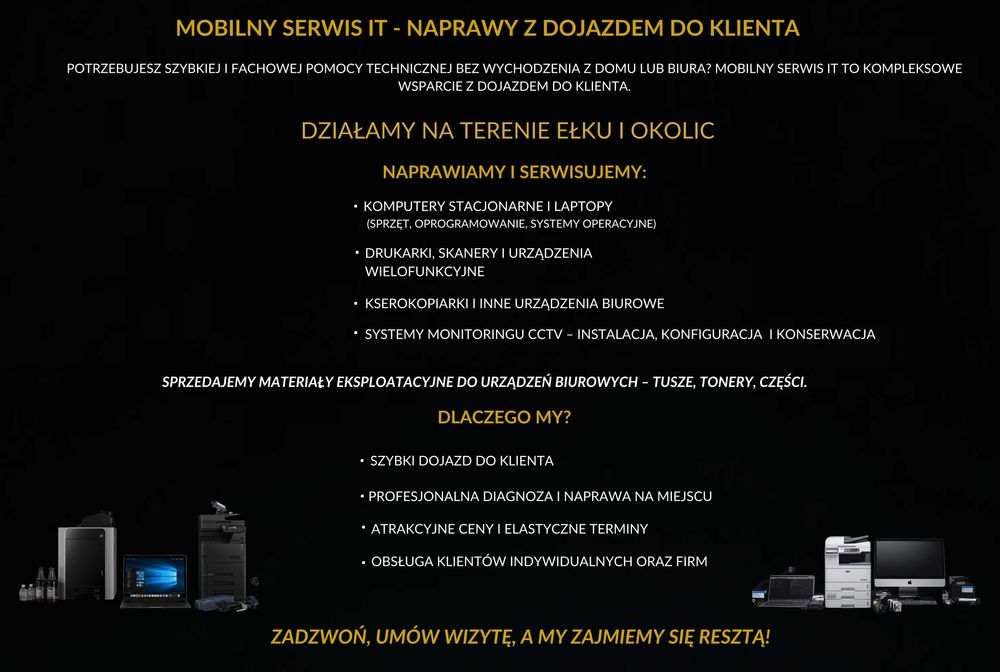 Mobilny Serwis IT – Naprawa Komputerów, Drukarek, Systemy Monitoringu