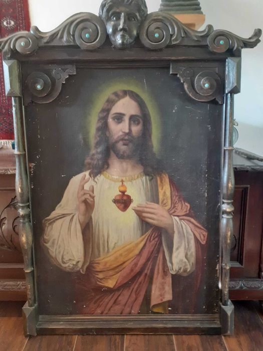 XIX wieczny obraz olejny Chrystusa