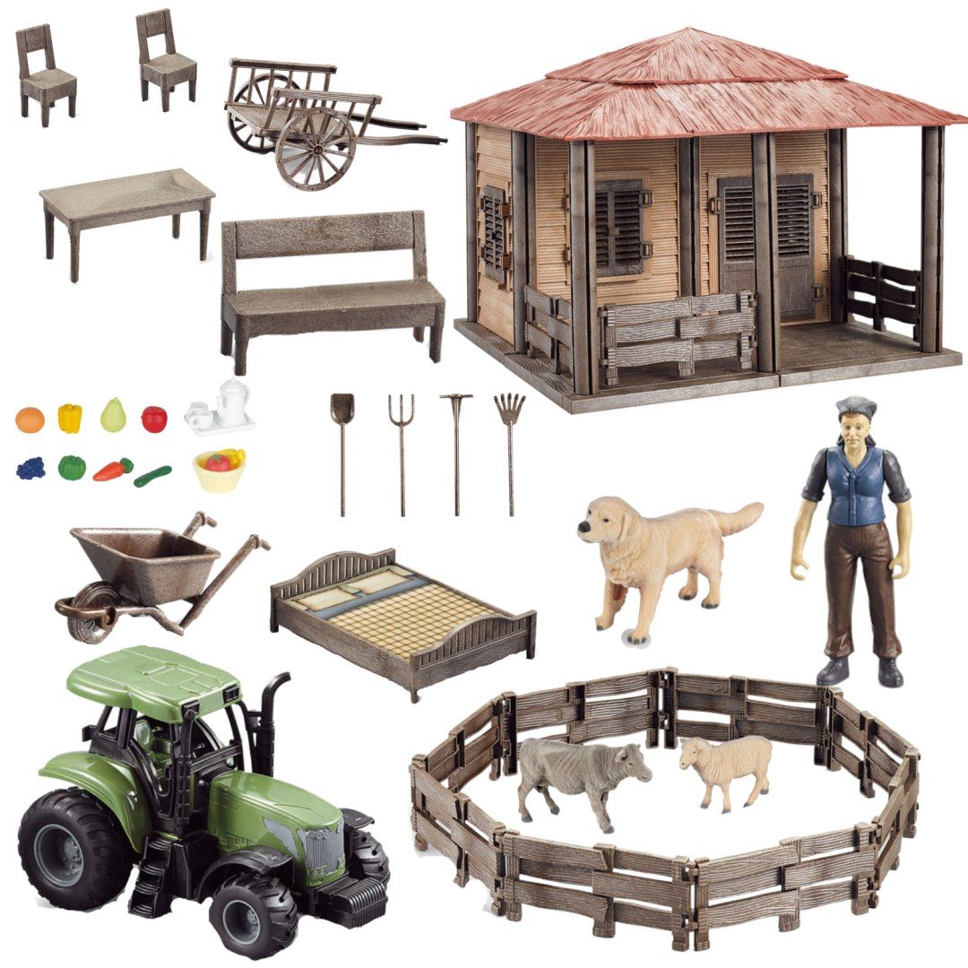 farma ranczo gospodarstwo domek rolnik zwierzęta zagroda traktor